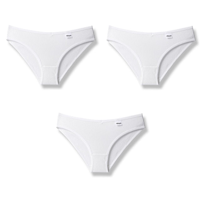 Julexy New 2021 Cotton Sexy Panties for Women Underpants Briefs Underwear Plus Size Pantys Lingerie 3PCS/Set 8 Solid Color
