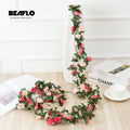 2.2M Artificial rose flowers rattan autumn Small Peony String decor silk fake garland for wedding home hotel Garden Decoration