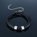 Vnox Free Personalize Family Name Bracelets for Men Layered Leather With Beads Charm Bracelet Couple Anniversary Gift to DAD Son