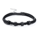 Vnox Free Personalize Family Name Bracelets for Men Layered Leather With Beads Charm Bracelet Couple Anniversary Gift to DAD Son