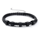 Vnox Free Personalize Family Name Bracelets for Men Layered Leather With Beads Charm Bracelet Couple Anniversary Gift to DAD Son