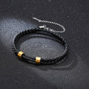 Vnox Free Personalize Family Name Bracelets for Men Layered Leather With Beads Charm Bracelet Couple Anniversary Gift to DAD Son