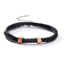Vnox Free Personalize Family Name Bracelets for Men Layered Leather With Beads Charm Bracelet Couple Anniversary Gift to DAD Son