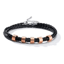 Vnox Free Personalize Family Name Bracelets for Men Layered Leather With Beads Charm Bracelet Couple Anniversary Gift to DAD Son