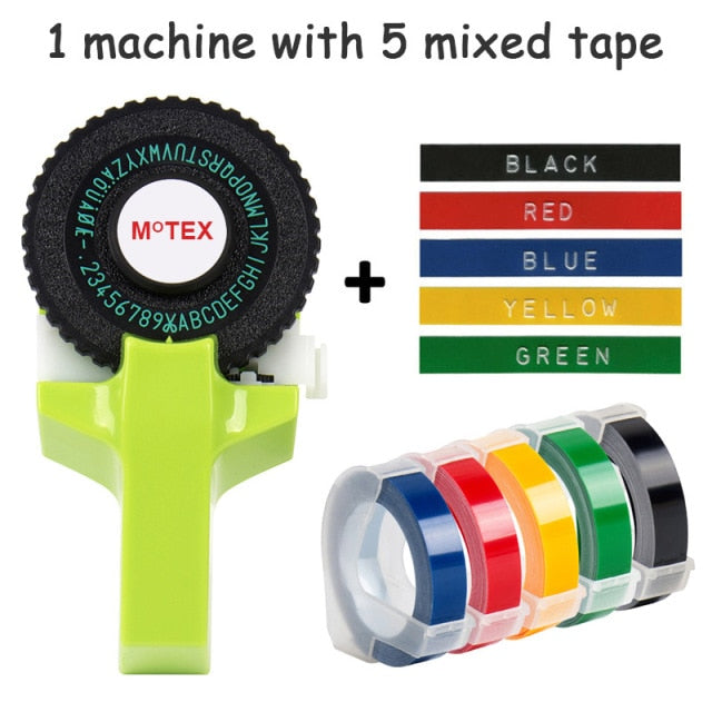 Multicolor MoTex E101 embossing label maker compatible for 9mm dymo 3D embossing Tape Manual Typewriter label maker machine