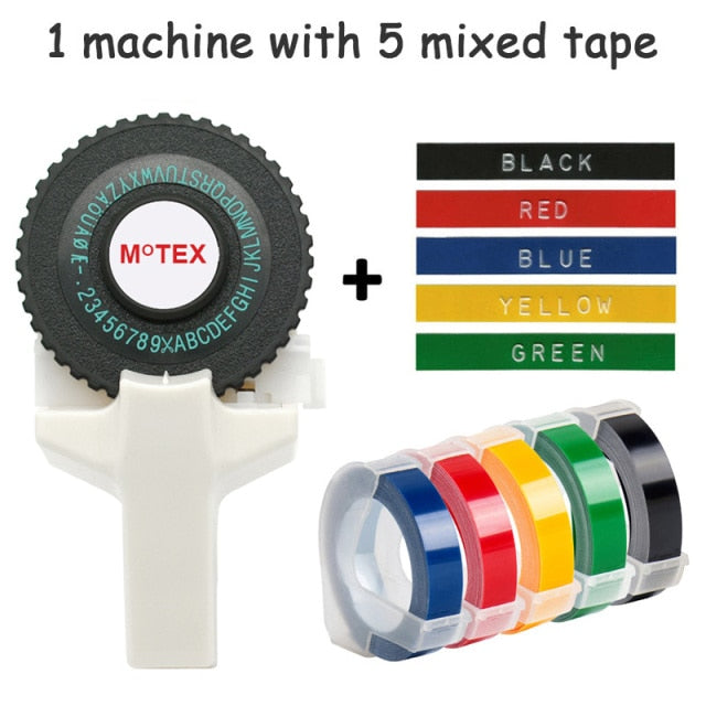 Multicolor MoTex E101 embossing label maker compatible for 9mm dymo 3D embossing Tape Manual Typewriter label maker machine