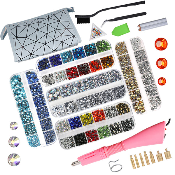 8800PcsEU/US Hot Fix Rhinestones Set/Crystal Glass Hotfix Rhinestone Applicator Iron-on Wand Strass Rhinestone Heat-fix Tool Gun
