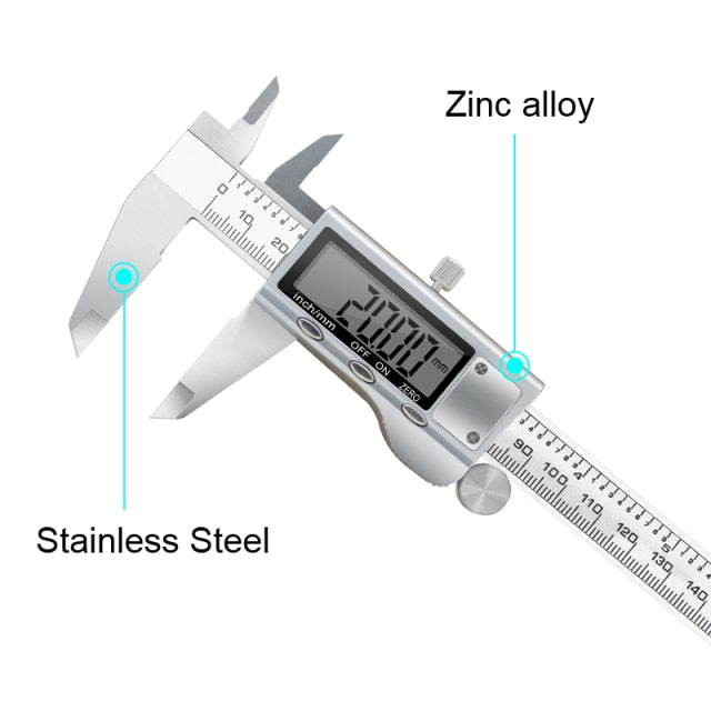 Digital Vernier Caliper 6 Inch 150mm Stainless Steel Electronic Metal Caliper Micrometer Depth Measuring Tools
