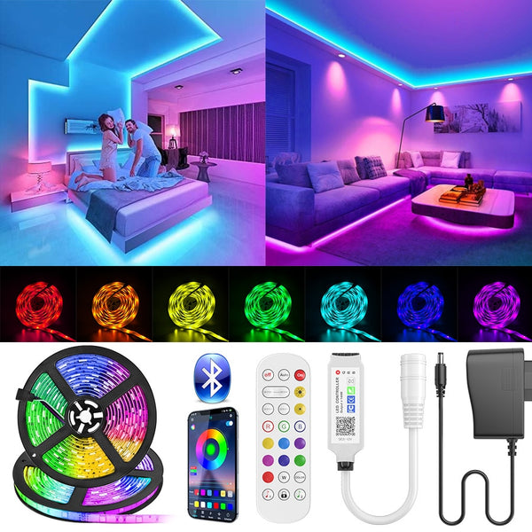 Bluetooth LED Strip Light SMD 5050 RGB led ribbon Flexible Waterproof LED Light 2.5M-30M Tape Diode DC 12V Power + Controller