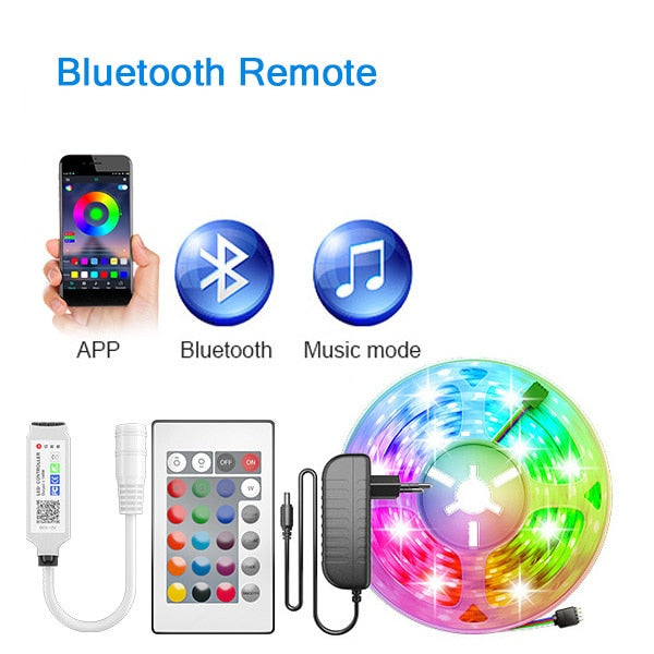 Bluetooth LED Strip Light SMD 5050 RGB led ribbon Flexible Waterproof LED Light 2.5M-30M Tape Diode DC 12V Power + Controller