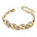 Bohemian Style Women Girls Gold Bracelet  Rhinestone Leaves Chain Bangle Luxury Wedding Jewelry Simple Fashion Elegant New