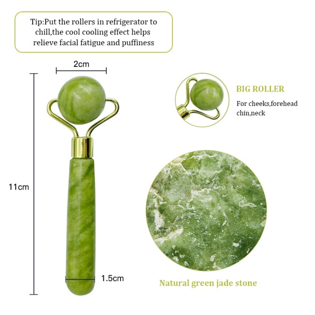 Jade Roller Massager for Face Roller Gua Sha Jade Stone Face Massager Beauty Thin Face Lift Anti Wrinkle Facial Skin Care Tools