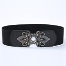 New Korean Style Windbreaker Elastic Waistband Button Decoration Wide Belt Ladies Belt Alloy Buckle Belt Dress Women Accessory