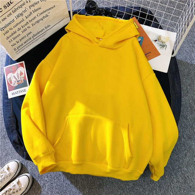 Solid Oversized Hoodies Women Clothing Polyester Blouses Bottoming Long Sleeve Tops Loose Pocket Sweatshirt Girl Casual Pullover