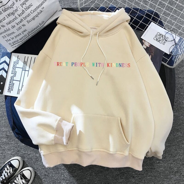 2021 New Treat People with Kindness Fashion Hoodeds Women Vintage Casual Punk Letter Hip Hop Hooded S-3XL