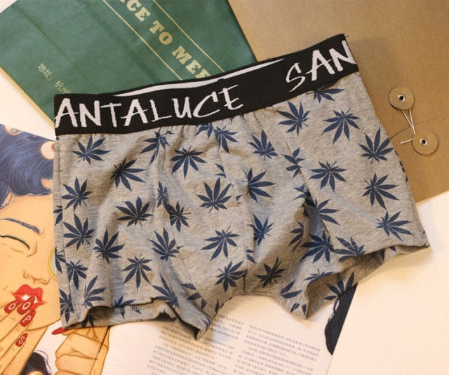 Cotton Men's Underwear Boxer Maple Leaf Men's shorts Personality Boy Boxer Personality Fit Sports Boxer Shorts Men's Panties