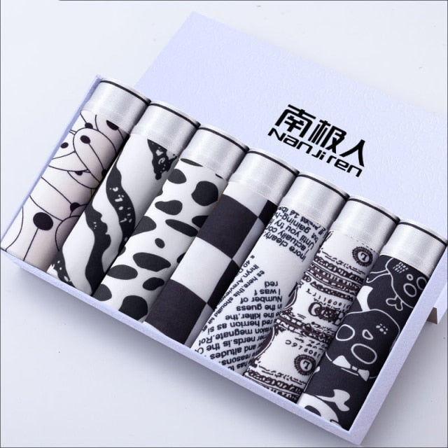 7PCS/Lot Men'S Underwear  Men'S Boxer Comfortable And Breathable Cartoon Sexy Underwear Men  Panties Solid Shorts Brand  Pouch