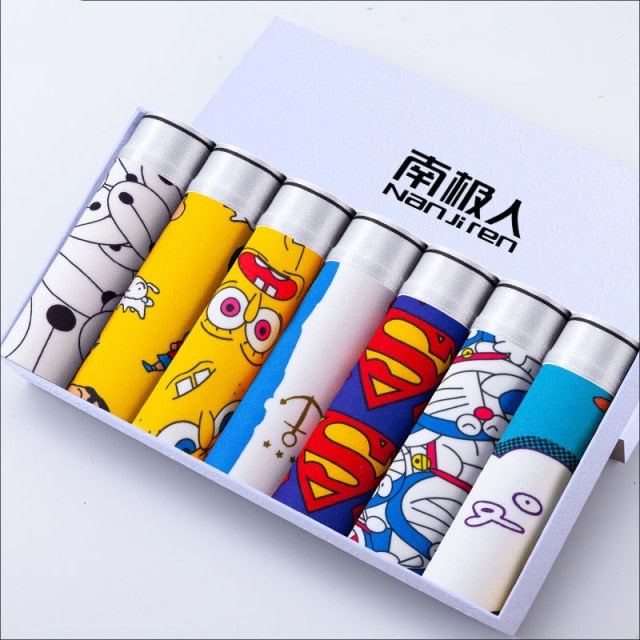 7PCS/Lot Men'S Underwear  Men'S Boxer Comfortable And Breathable Cartoon Sexy Underwear Men  Panties Solid Shorts Brand  Pouch