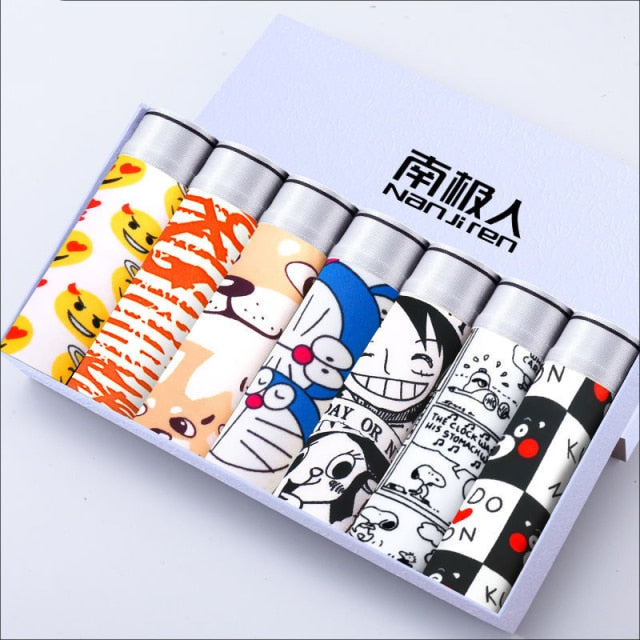 7PCS/Lot Men'S Underwear  Men'S Boxer Comfortable And Breathable Cartoon Sexy Underwear Men  Panties Solid Shorts Brand  Pouch
