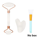 Rose Quartz Roller Facial Massager Powder Crystal Roller Jade Roller Scraper Mask Brush Three-piece Beauty Face-lifting Tool