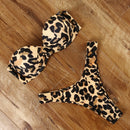 Animal Print Leopard Bikini Push Up Swimsuit Sexy Women Bikini Set 2021 Brazilian Thong Bathing Suit Bandeau Beach Wear Swimwear