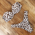 Animal Print Leopard Bikini Push Up Swimsuit Sexy Women Bikini Set 2021 Brazilian Thong Bathing Suit Bandeau Beach Wear Swimwear
