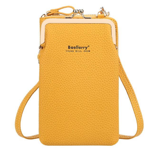 Baellerry Fashion Crossbody Bags Women Mini PU Leather Shoulder Messenger Bag For Girls Yellow Bolsas Ladies Phone Purse Zipper