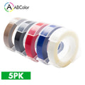 5Pcs 9mm For DYMO 3D Embossing Tape Plastic 3D Embossing Label Tape Printer Ribbon For DYMO 12695 Motex E-101 E-303 Label Maker