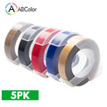5Pcs 9mm For DYMO 3D Embossing Tape Plastic 3D Embossing Label Tape Printer Ribbon For DYMO 12695 Motex E-101 E-303 Label Maker