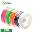 5Pcs 9mm For DYMO 3D Embossing Tape Plastic 3D Embossing Label Tape Printer Ribbon For DYMO 12695 Motex E-101 E-303 Label Maker