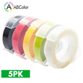5Pcs 9mm For DYMO 3D Embossing Tape Plastic 3D Embossing Label Tape Printer Ribbon For DYMO 12695 Motex E-101 E-303 Label Maker