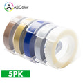 5Pcs 9mm For DYMO 3D Embossing Tape Plastic 3D Embossing Label Tape Printer Ribbon For DYMO 12695 Motex E-101 E-303 Label Maker