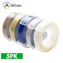5Pcs 9mm For DYMO 3D Embossing Tape Plastic 3D Embossing Label Tape Printer Ribbon For DYMO 12695 Motex E-101 E-303 Label Maker