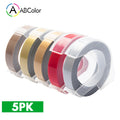 5Pcs 9mm For DYMO 3D Embossing Tape Plastic 3D Embossing Label Tape Printer Ribbon For DYMO 12695 Motex E-101 E-303 Label Maker
