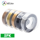5Pcs 9mm For DYMO 3D Embossing Tape Plastic 3D Embossing Label Tape Printer Ribbon For DYMO 12695 Motex E-101 E-303 Label Maker