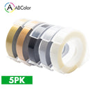 5Pcs 9mm For DYMO 3D Embossing Tape Plastic 3D Embossing Label Tape Printer Ribbon For DYMO 12695 Motex E-101 E-303 Label Maker