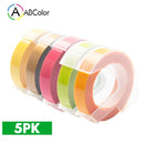 5Pcs 9mm For DYMO 3D Embossing Tape Plastic 3D Embossing Label Tape Printer Ribbon For DYMO 12695 Motex E-101 E-303 Label Maker