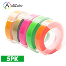 5Pcs 9mm For DYMO 3D Embossing Tape Plastic 3D Embossing Label Tape Printer Ribbon For DYMO 12695 Motex E-101 E-303 Label Maker