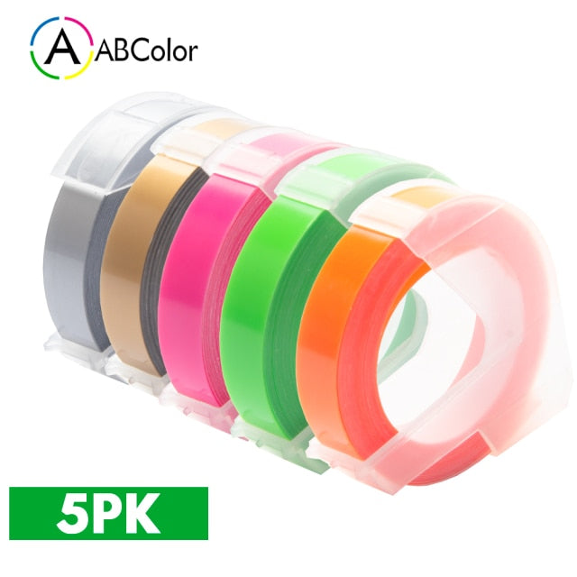 5Pcs 9mm For DYMO 3D Embossing Tape Plastic 3D Embossing Label Tape Printer Ribbon For DYMO 12695 Motex E-101 E-303 Label Maker
