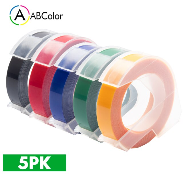 5Pcs 9mm For DYMO 3D Embossing Tape Plastic 3D Embossing Label Tape Printer Ribbon For DYMO 12695 Motex E-101 E-303 Label Maker