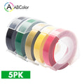 5Pcs 9mm For DYMO 3D Embossing Tape Plastic 3D Embossing Label Tape Printer Ribbon For DYMO 12695 Motex E-101 E-303 Label Maker