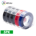 5Pcs 9mm For DYMO 3D Embossing Tape Plastic 3D Embossing Label Tape Printer Ribbon For DYMO 12695 Motex E-101 E-303 Label Maker
