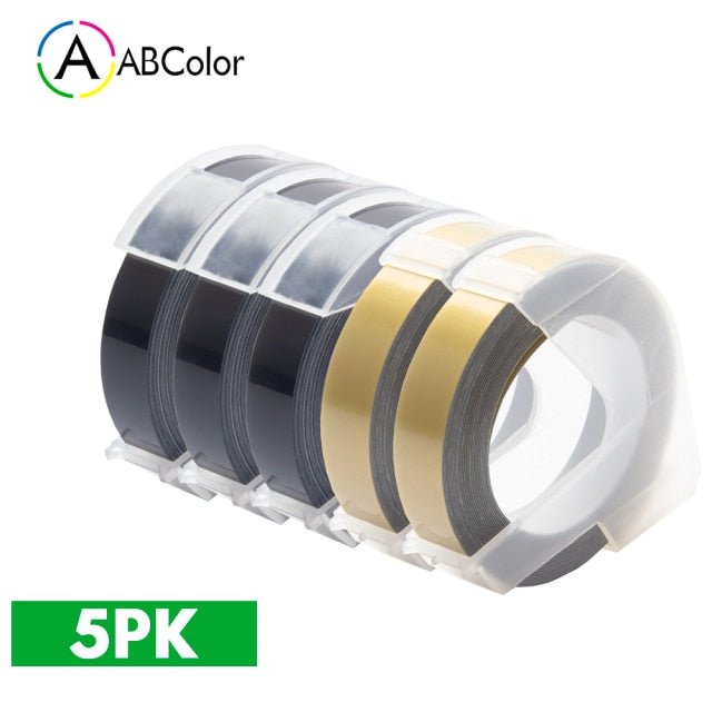 5Pcs 9mm For DYMO 3D Embossing Tape Plastic 3D Embossing Label Tape Printer Ribbon For DYMO 12695 Motex E-101 E-303 Label Maker