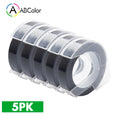 5Pcs 9mm For DYMO 3D Embossing Tape Plastic 3D Embossing Label Tape Printer Ribbon For DYMO 12695 Motex E-101 E-303 Label Maker