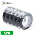 5Pcs 9mm For DYMO 3D Embossing Tape Plastic 3D Embossing Label Tape Printer Ribbon For DYMO 12695 Motex E-101 E-303 Label Maker