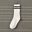 Spring Socks Women Woman  Korean Version of The Two Bars Japanese Striped Cotton Tube  Pile Socks Ins Tide Socks College Style