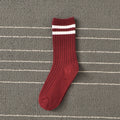 Spring Socks Women Woman  Korean Version of The Two Bars Japanese Striped Cotton Tube  Pile Socks Ins Tide Socks College Style