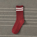 Spring Socks Women Woman  Korean Version of The Two Bars Japanese Striped Cotton Tube  Pile Socks Ins Tide Socks College Style