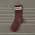 Spring Socks Women Woman  Korean Version of The Two Bars Japanese Striped Cotton Tube  Pile Socks Ins Tide Socks College Style