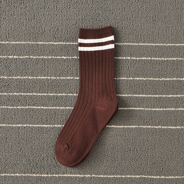 Spring Socks Women Woman  Korean Version of The Two Bars Japanese Striped Cotton Tube  Pile Socks Ins Tide Socks College Style